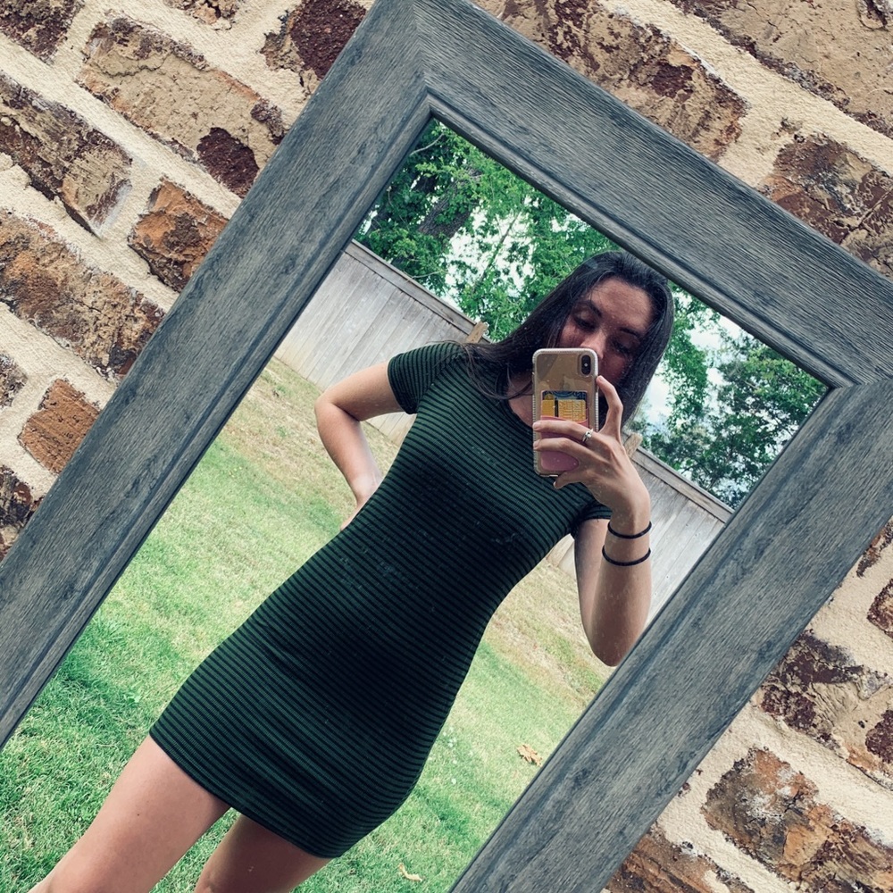 Green Stripped Bodycon Dress